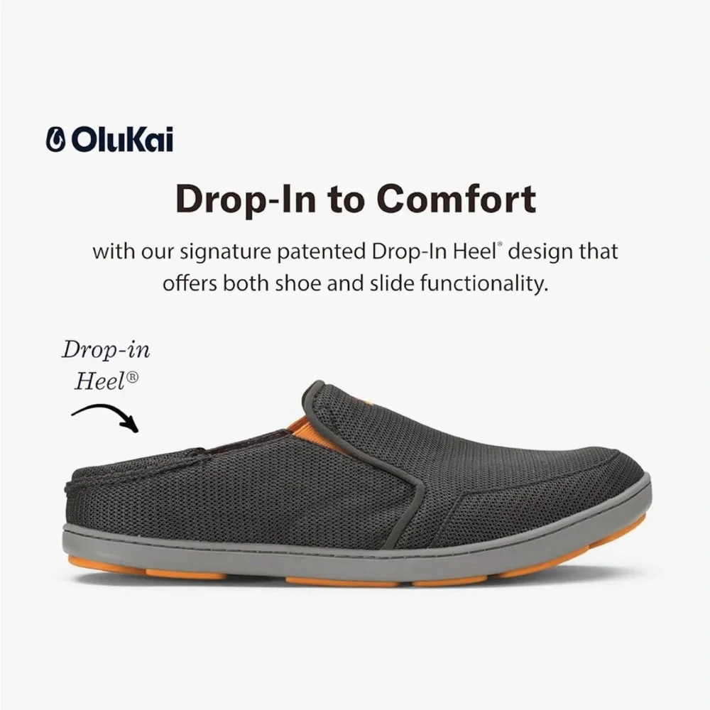 OLUKAI Nohea Mesh Men's Slip On Sneakers Size 13 Dk Shadow